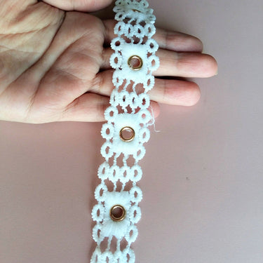 White Embroidered Belt Cotton Trim, White Trim, Approx. 25mm wide